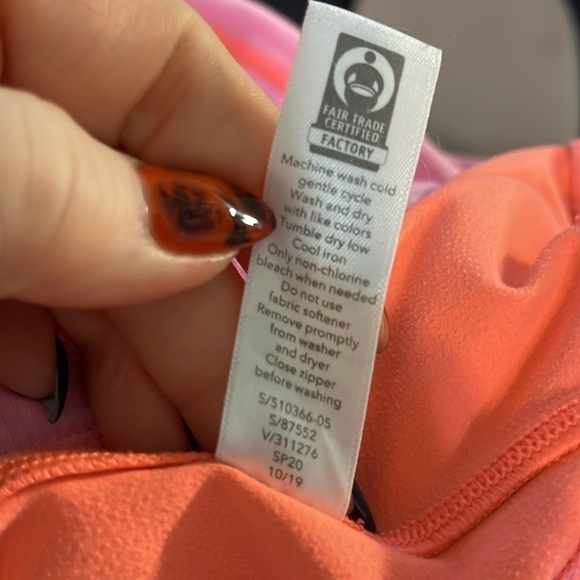 Athleta Whittier Peak Half Zip Jacket Coral Volt Pockets Cuffs Thumbholes Medium - Picture 10 of 11